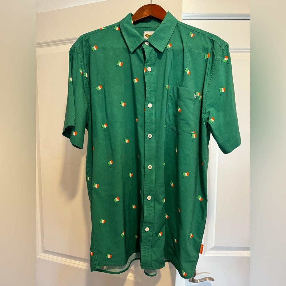 Tipsy Elves St. Patrick’s Day Irish Flag Pattern Button Down Shirt